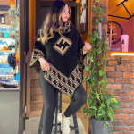 Women’s Monogram Winter Fleece Poncho Shawl