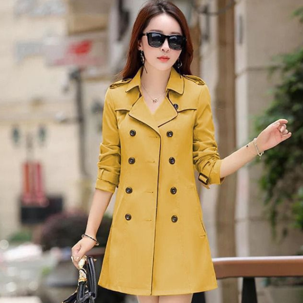 Winter Elegant wind breaker Piping Womens Trench coat